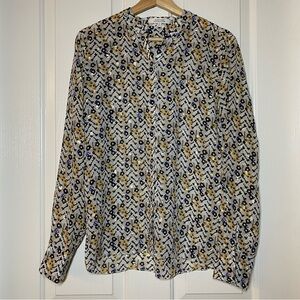 Dorothee Schumacher Silk Floral Button Down Blouse Long Sleeve Shirt 2 Small S